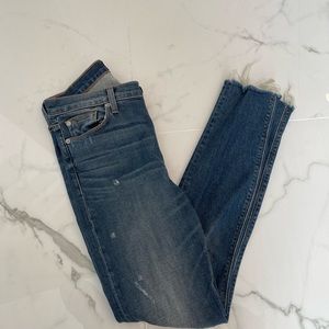 Hudson High Waisted Medium Wash Ripped Skinny Jeans